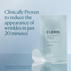 Application des masques ELEMIS Pro Collagen Eye sur le contour des yeux.