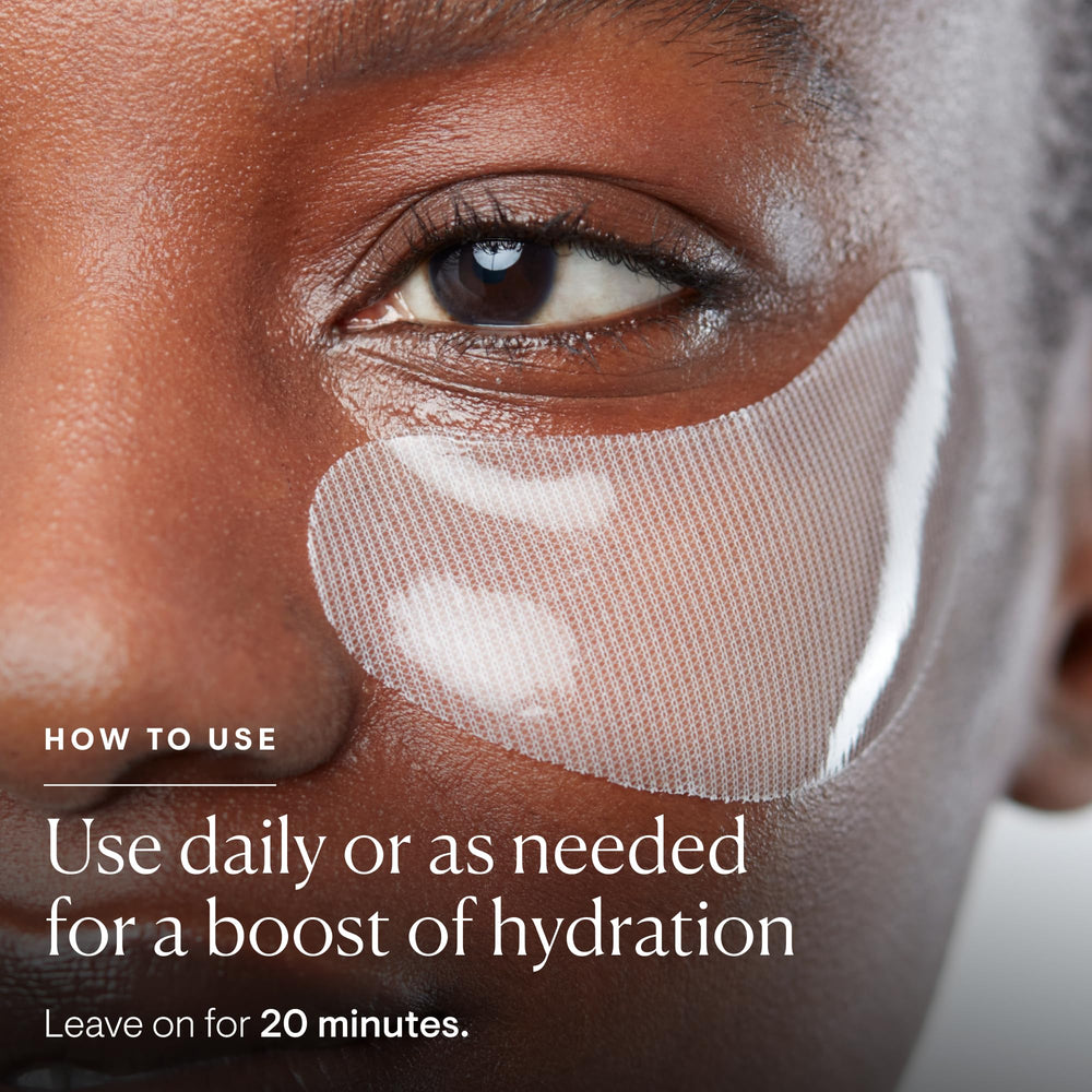 Effet anti-rides visuel des masques ELEMIS Pro Collagen Eye sur la peau.