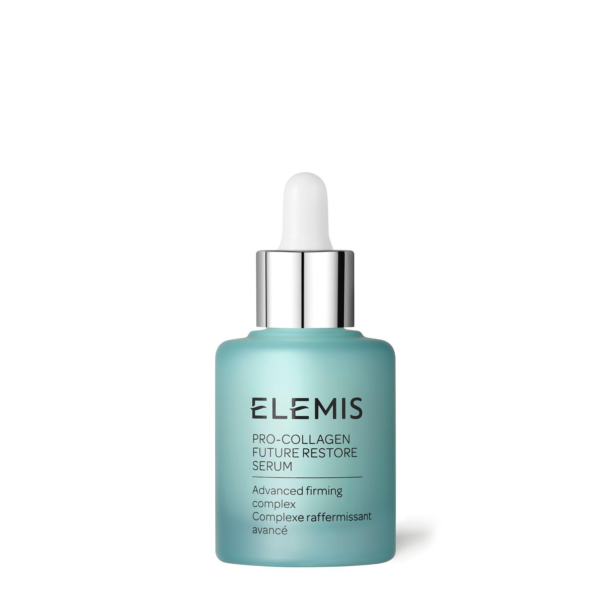 Flacon du sérum Pro-Collagen Future Restore d’ELEMIS, pour raffermir et lisser la peau.