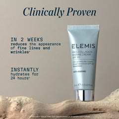 Application sur le visage avec ELEMIS Pro-Collagen Marine Cream SPF 30.