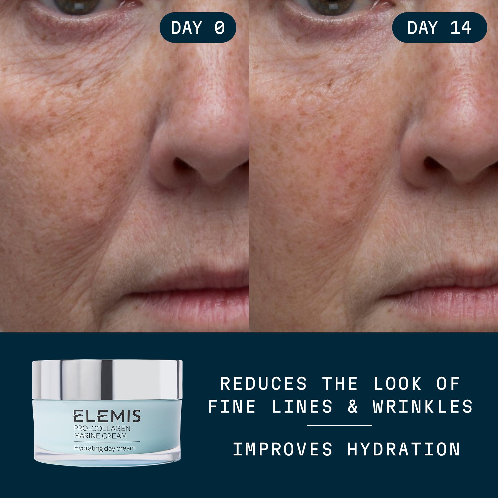 Texture gel-creme de l’ELEMIS Pro-Collagen Marine Cream pour sensation fraîche et non grasse.