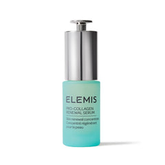 Sérum ELEMIS Pro-Collagen Renewal dans sa bouteille, peau plus lumineuse.