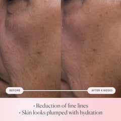 Gouttes du sérum rose sur la main montrant l’application.