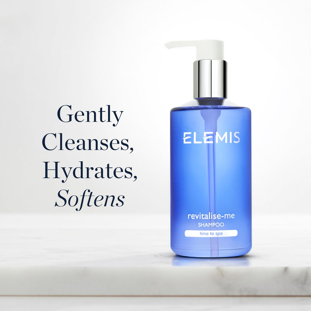 Elemis Revitalize-Me Shampoing arômes thym et basilic pour une expérience sensorielle.