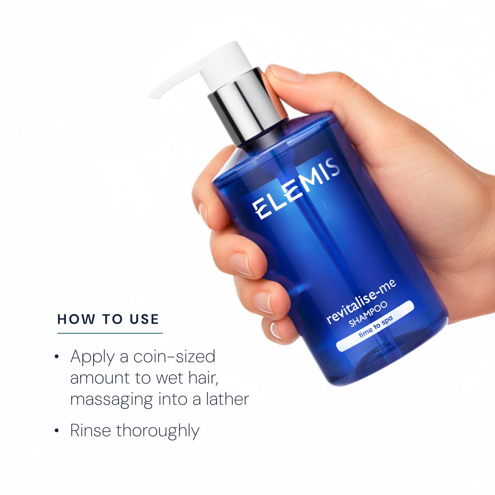 Elemis Revitalize-Me Shampoing soin quotidien pour cheveux propres et souples.