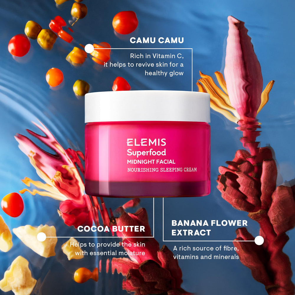 Extrait de fleur de banane et prébiotiques dans ELEMIS Midnight Facial