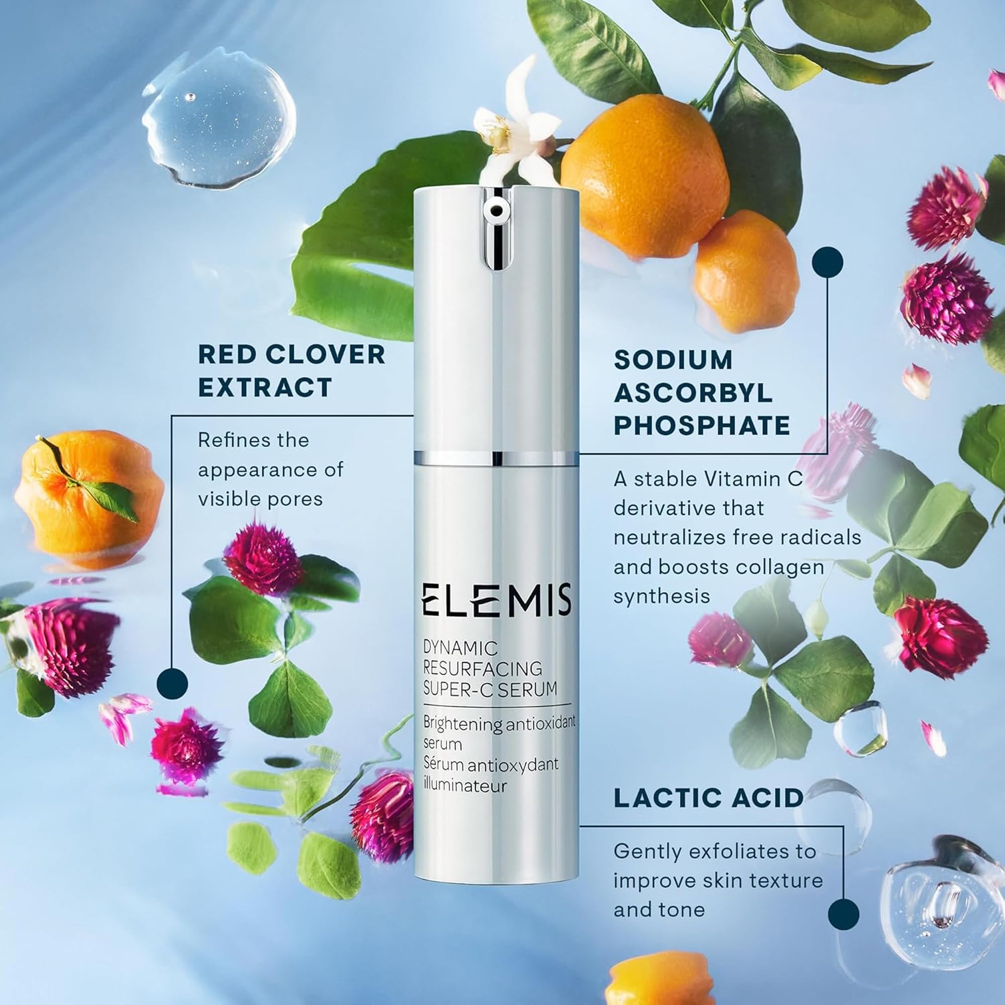 ELEMIS Technologie Tri-Enzyme – surface plus lisse et peau lumineuse.