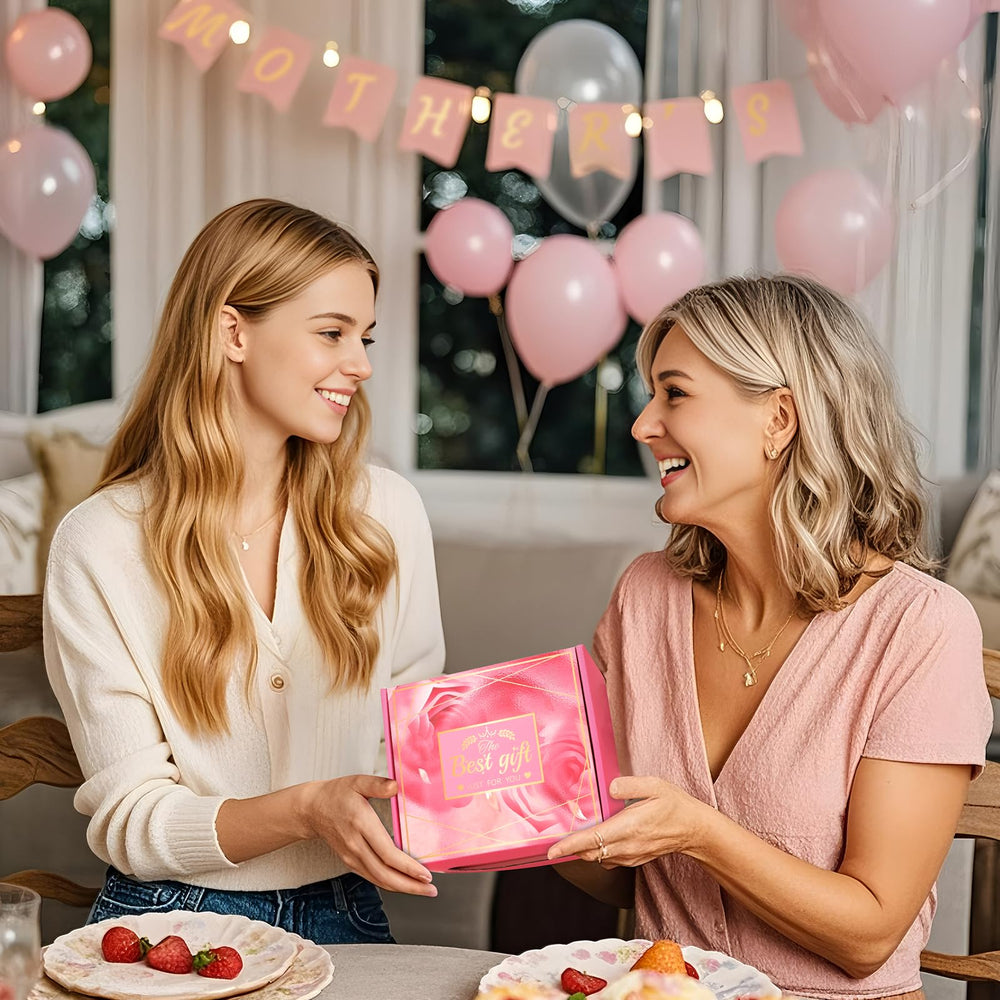 Panier cadeau élégant Eletorot rose, présentation prête à offrir.