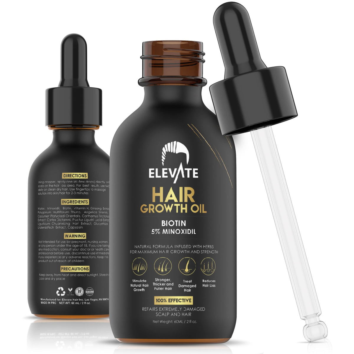 Elevate bouteille minoxidil 5% prête pour un soutien quotidien des cheveux.