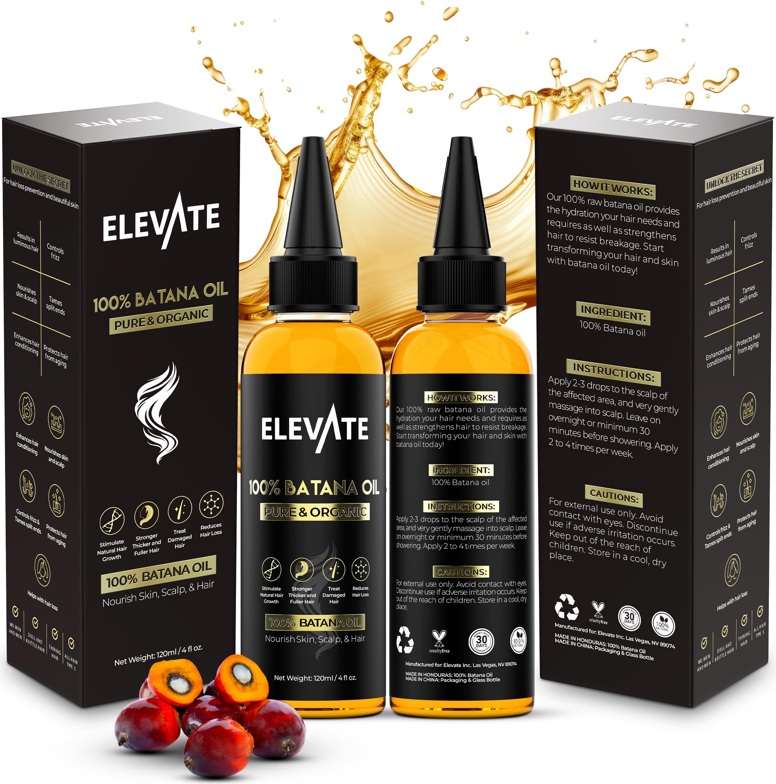 Elevate Batana sur cuir chevelu, soin hydratant et équilibrant.