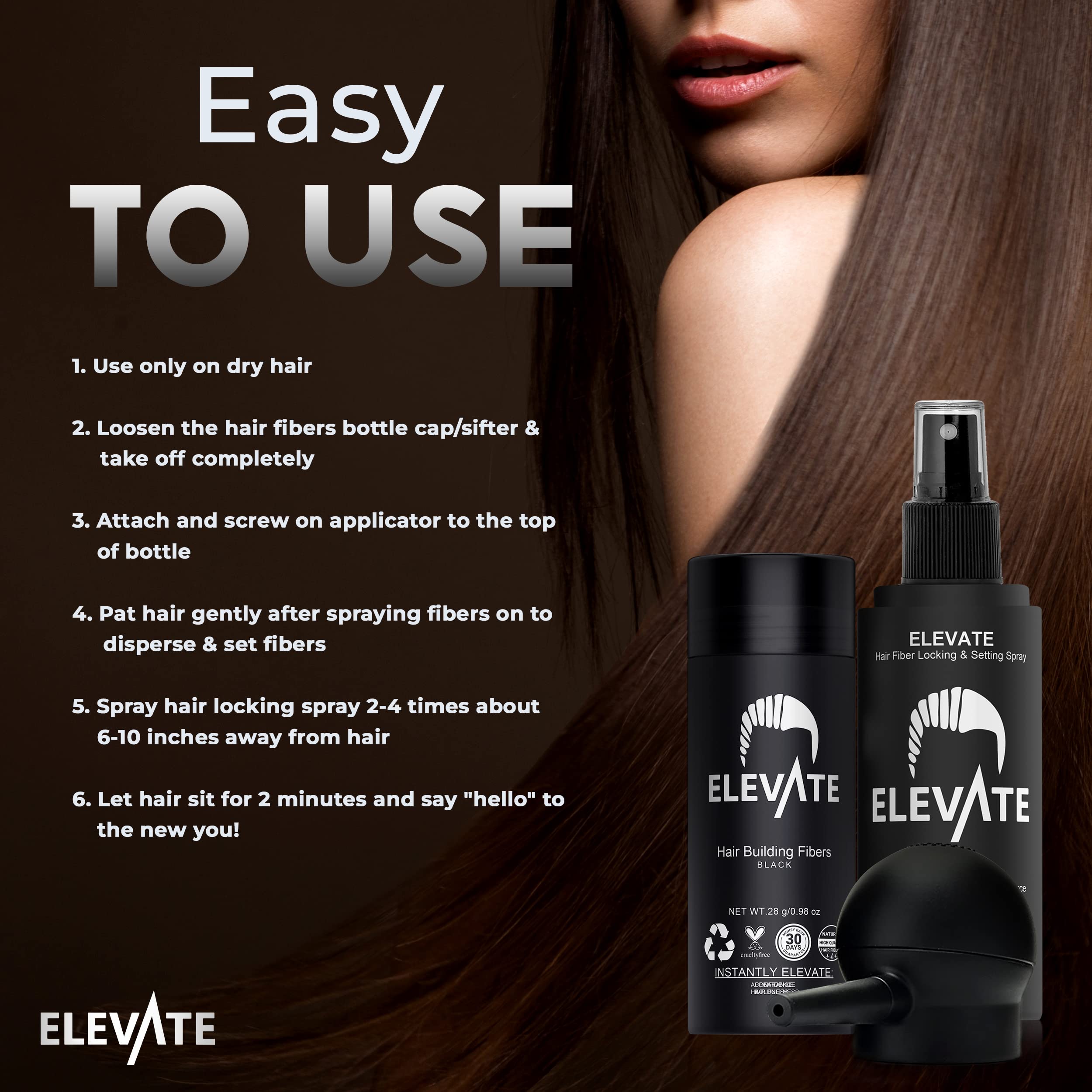 Elevate kit-3-en-1-noir – solution complète pour densité capillaire.
