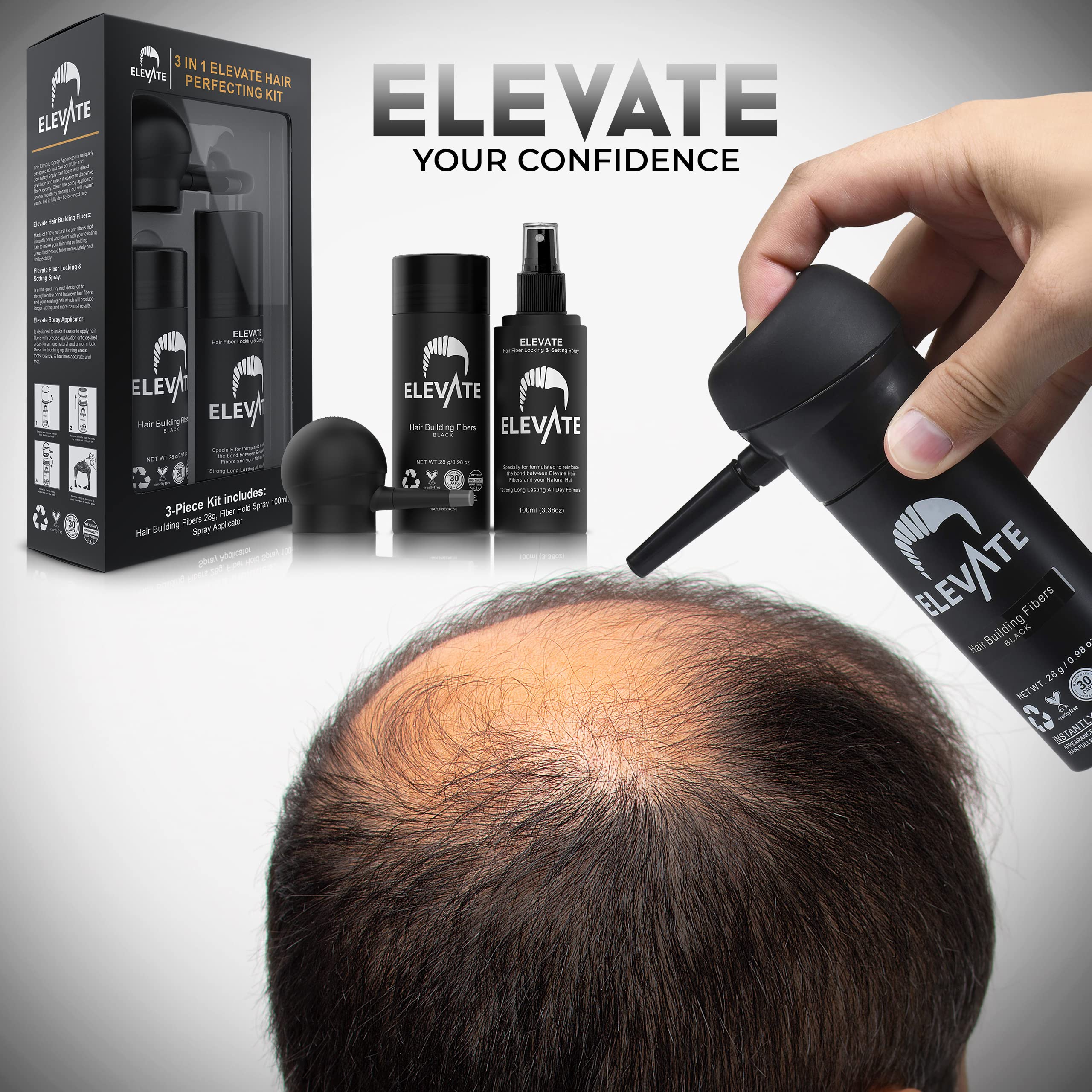 Elevate look-cheveux densifiés et naturels après utilisation.