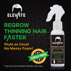 Elevate minoxidil spray nozzle close-up demonstrating mess-free delivery