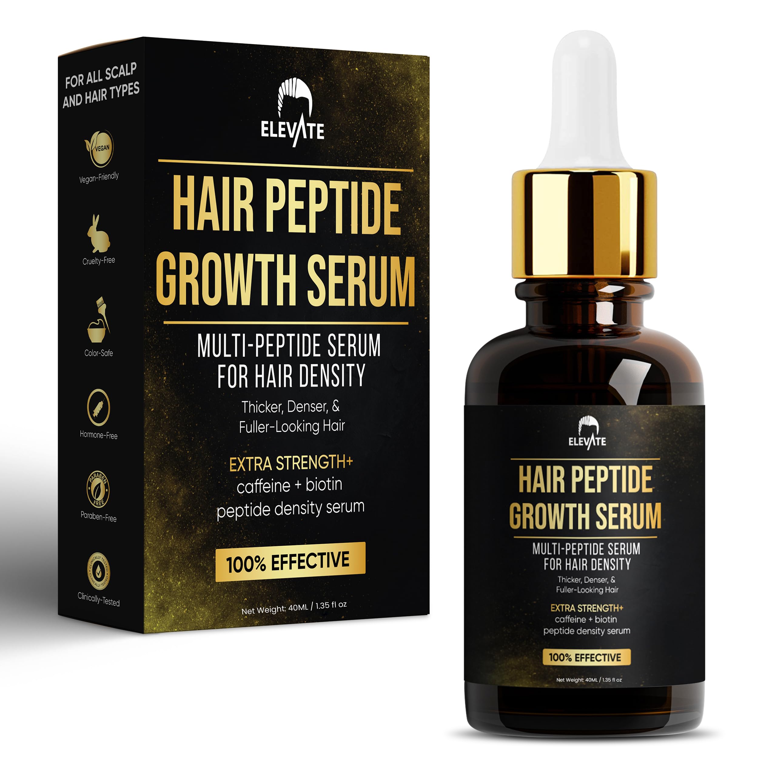 Elevate Multi-Peptide Hair Growth Serum bottle, ideal for daily use toward fuller-looking hair