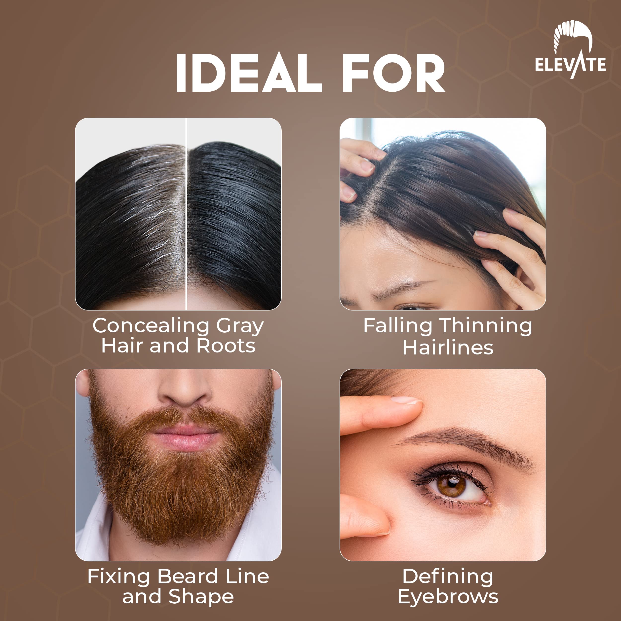Elevate Poudre couverture gris cheveux noirs rapide – résultat naturel et discret.