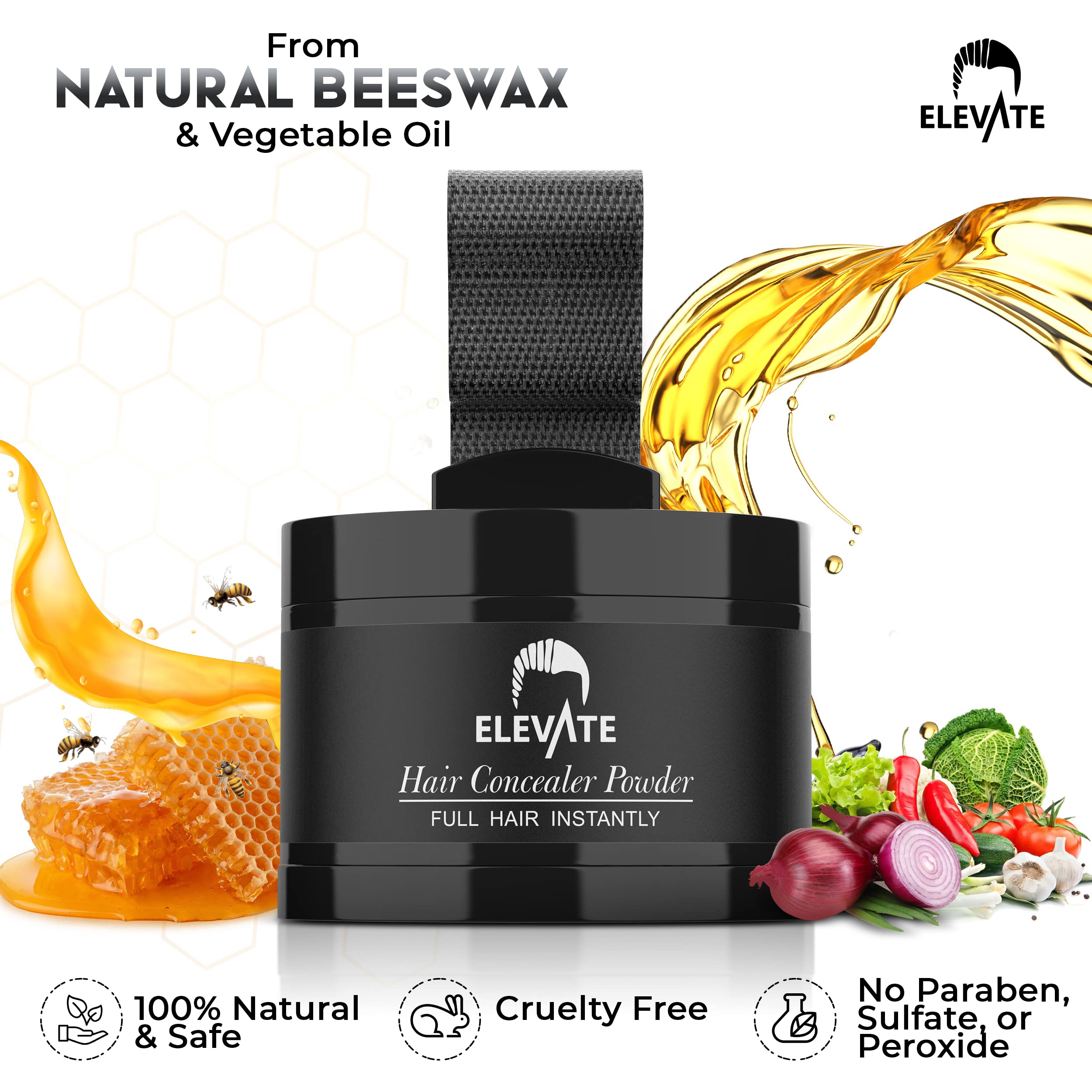 Elevate Poudre application ligne cheveux naturel – convient hommes et femmes.