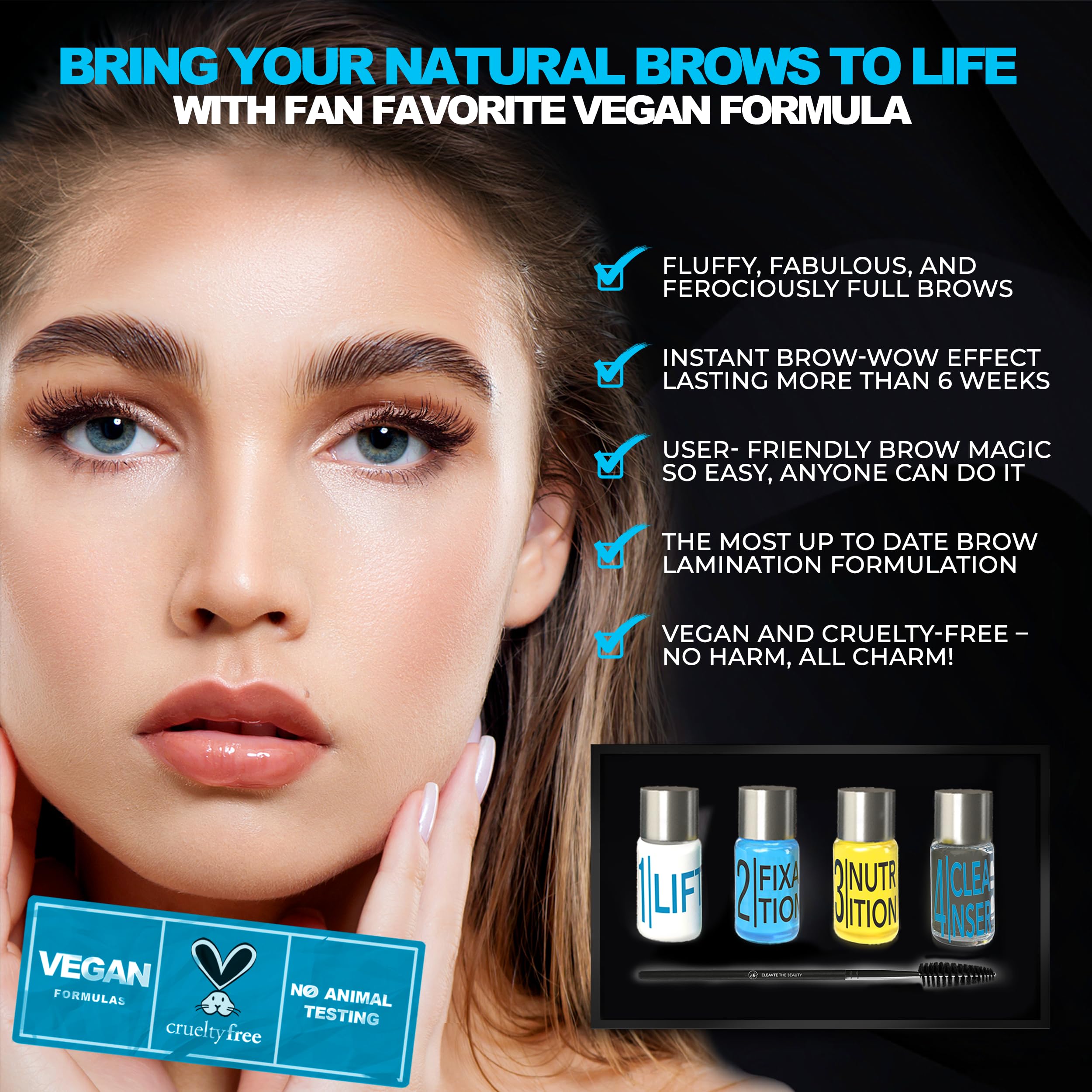 Les 4 étapes du kit Elevate The Beauty pour une lamination facile et efficace.