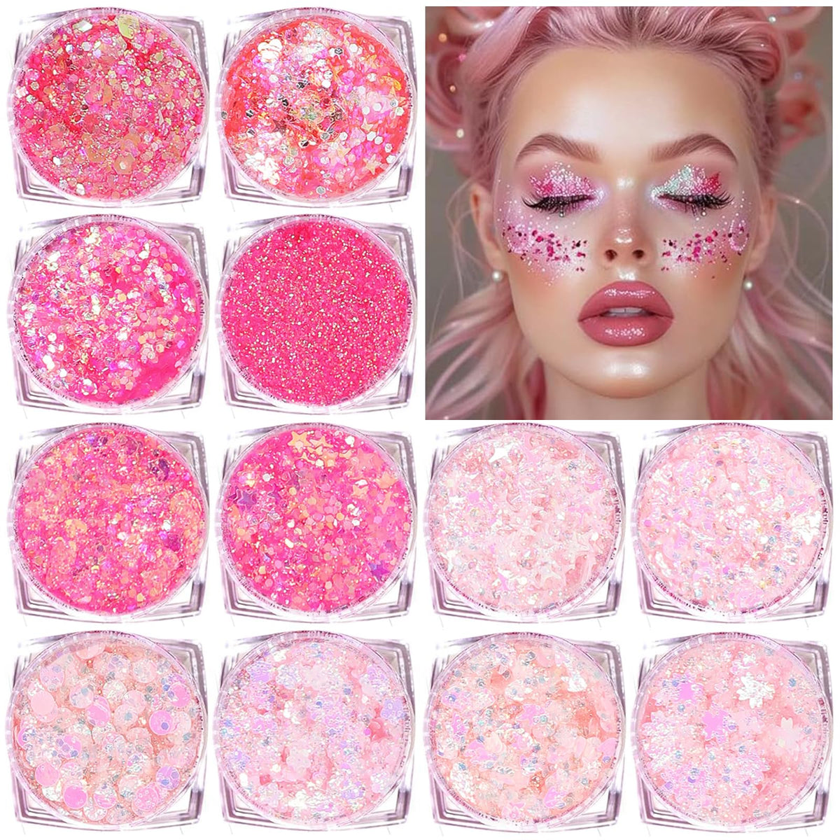 ELEVAVE gel de paillettes pour le corps avec 12 formes pour un éclat durable en soirée.