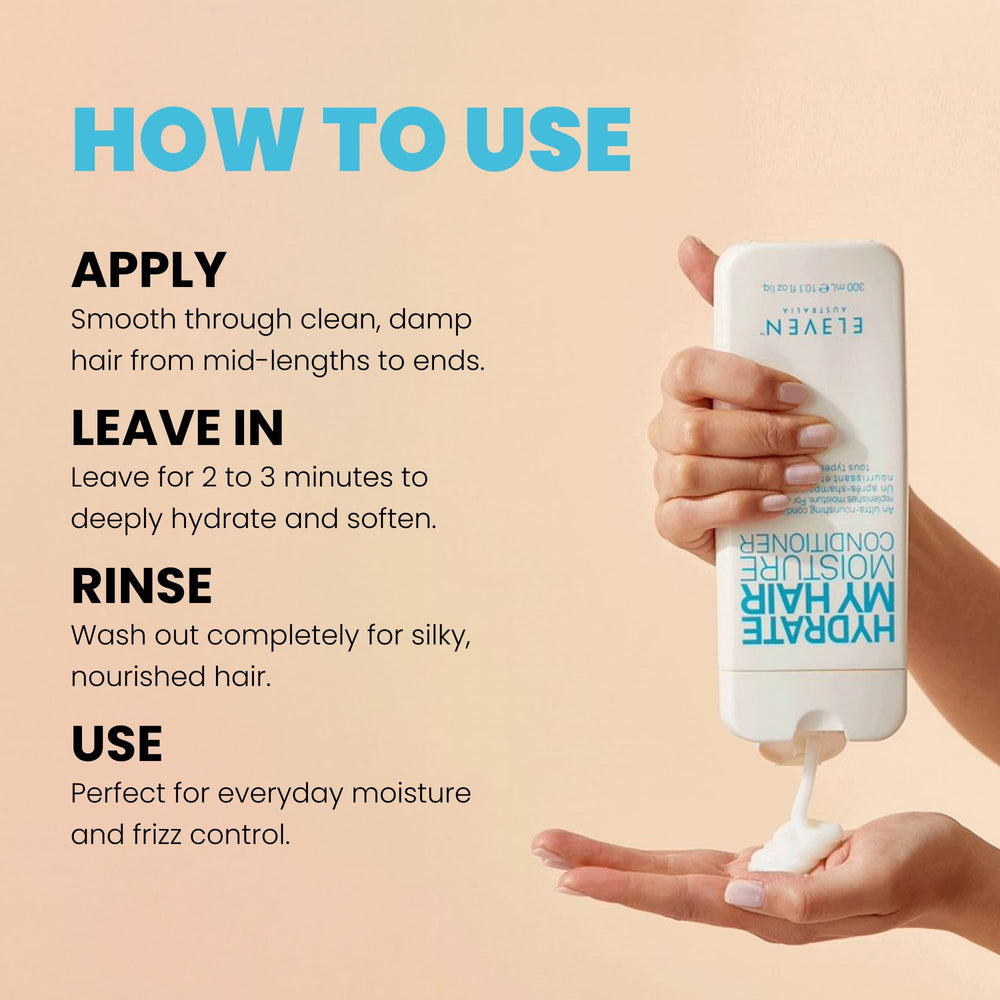 ELEVEN AUSTRALIA Hydrate My Hair, extraits concombre visibles, effet rafraîchissant et hydratant.