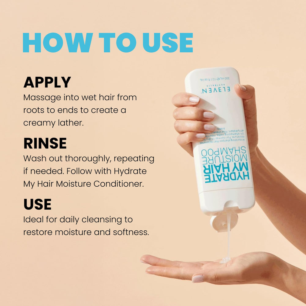 Application du shampoing Hydrate My Hair dans les mains pour massage
