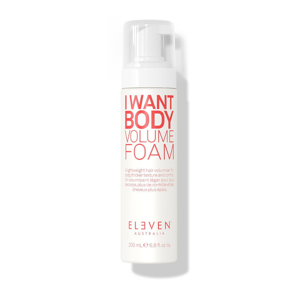 ELEVEN AUSTRALIA I Want Body Volume Mousse – bouteille offrant volume léger sans crunch.