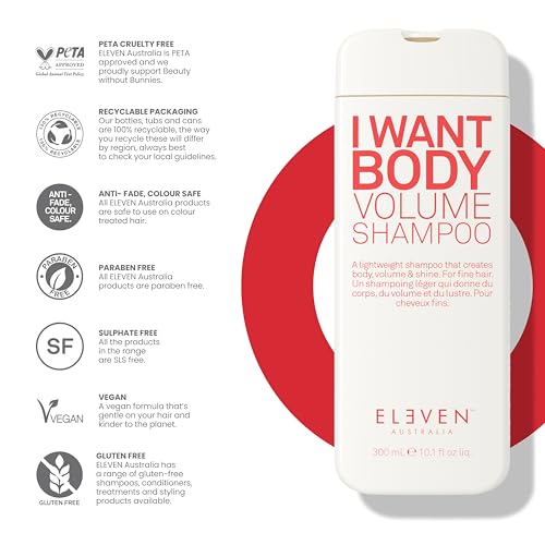 ELEVEN AUSTRALIA I Want Body Volume Shampoo – formule sans sulfate, soin doux.