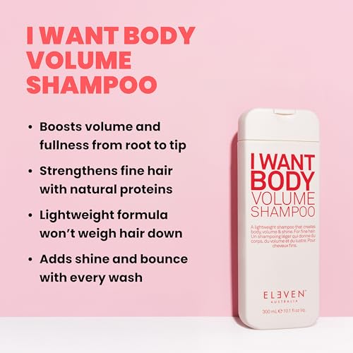 ELEVEN AUSTRALIA I Want Body Volume Shampoo, texture légère en action – cheveux visiblement plus volumineux.