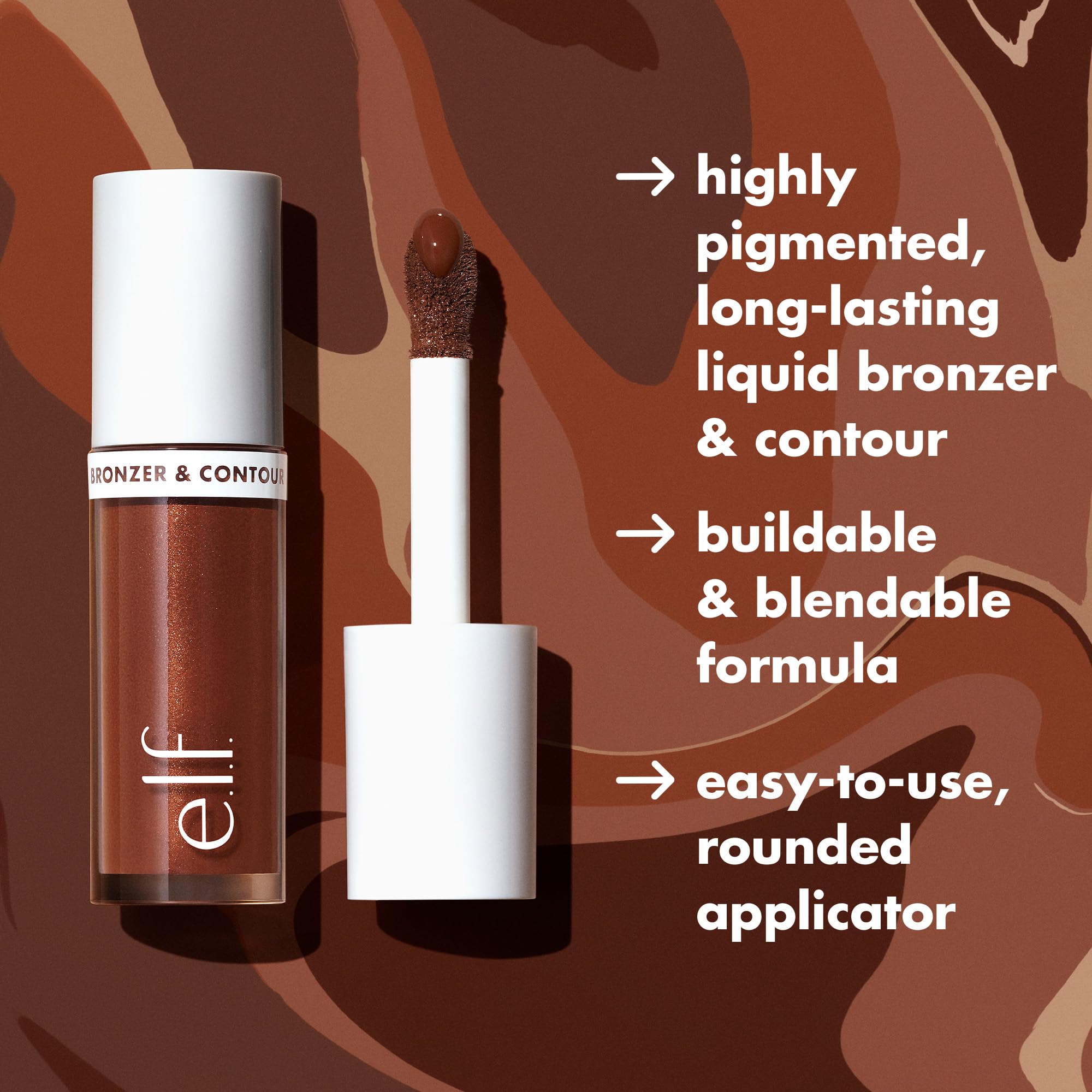 Texture légère et blendable du bronzer liquide pour tous types de peau.