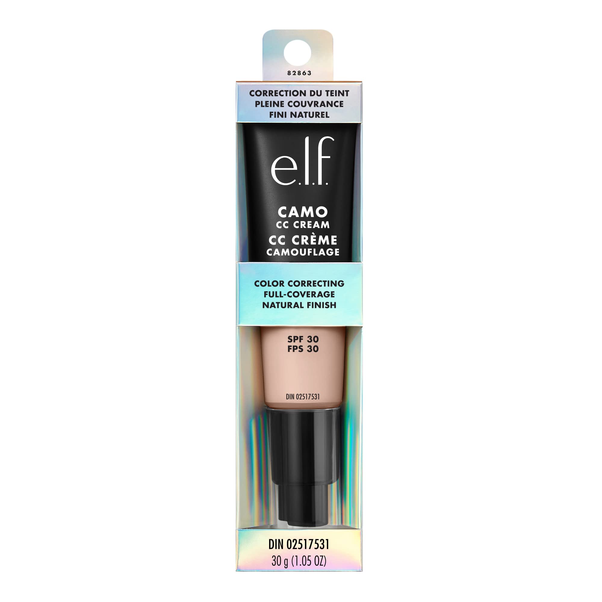aperçu peau lumineuse après application légère de e.l.f. Camo CC Cream
