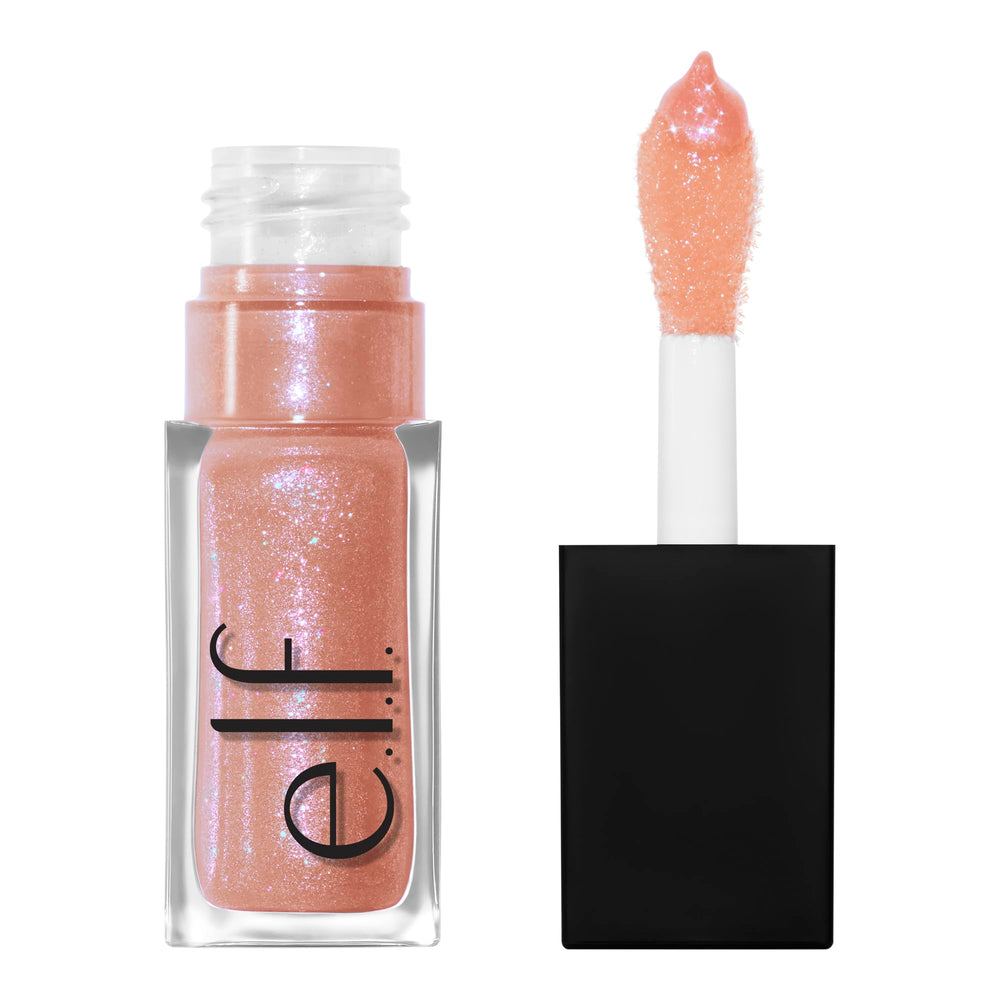 e.l.f. Glow Reviver Lip Oil image ensemble montrant l’ensemble couleur et packaging pour un look lumineux.