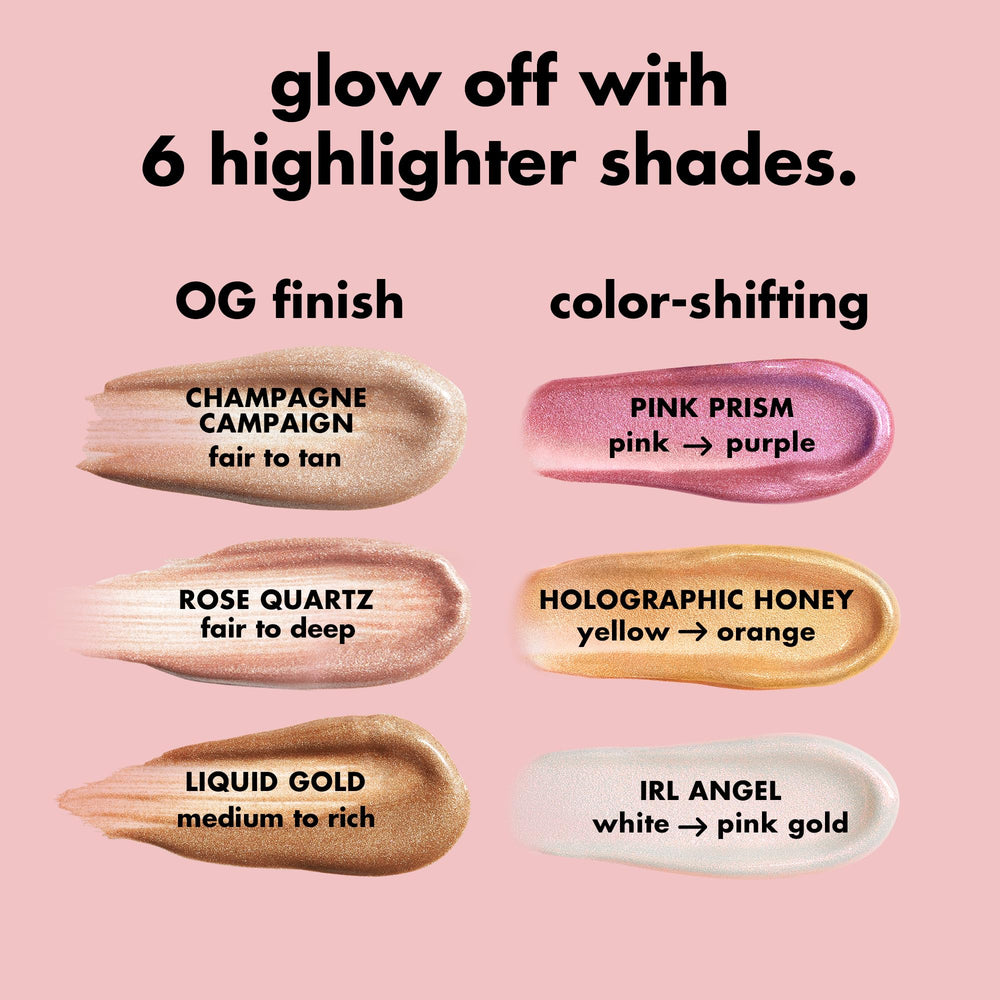 Texture liquide du Halo Glow Highlighter, douceur et facilité d’estompage.