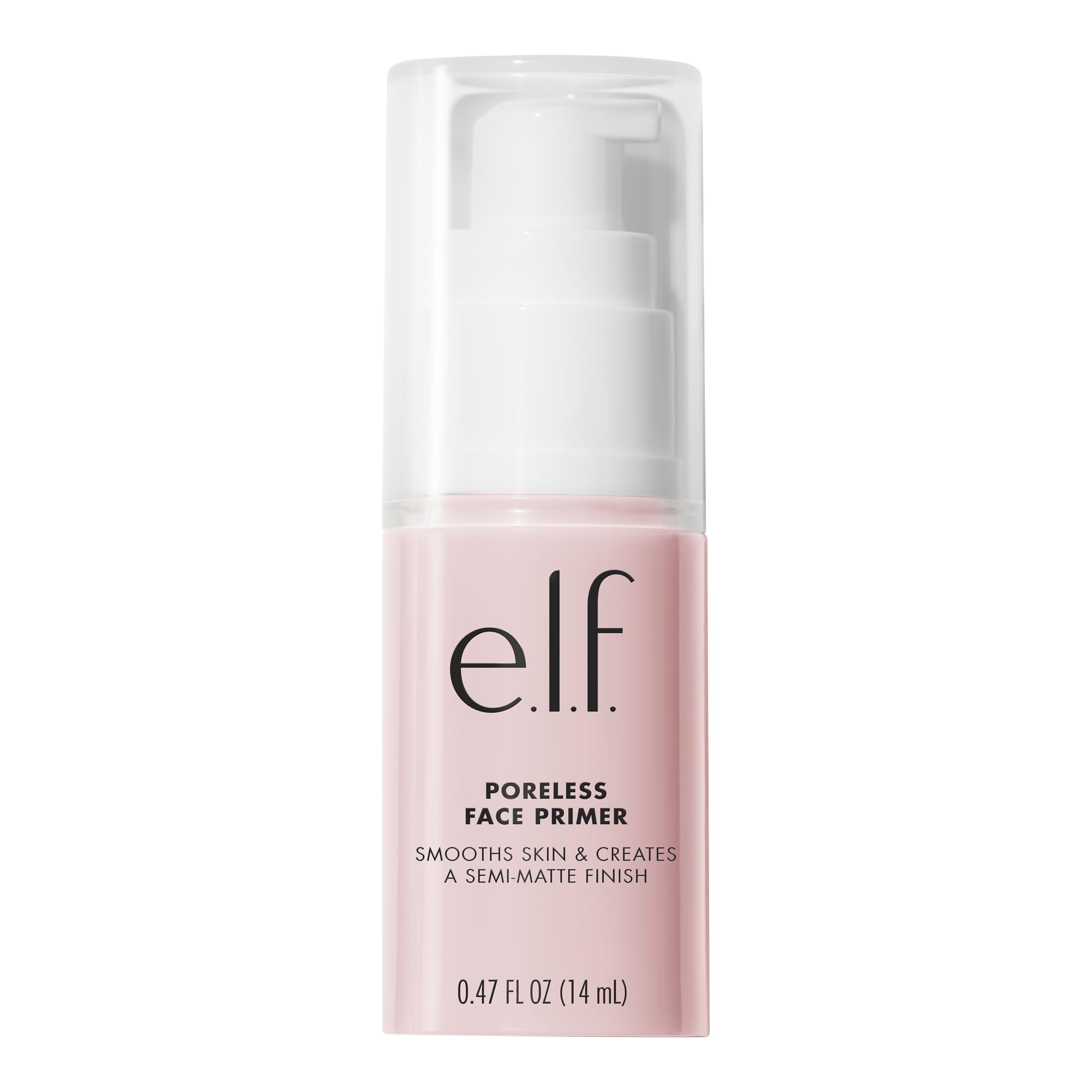 e.l.f. base sans pores sur la bouteille, prête pour le maquillage.