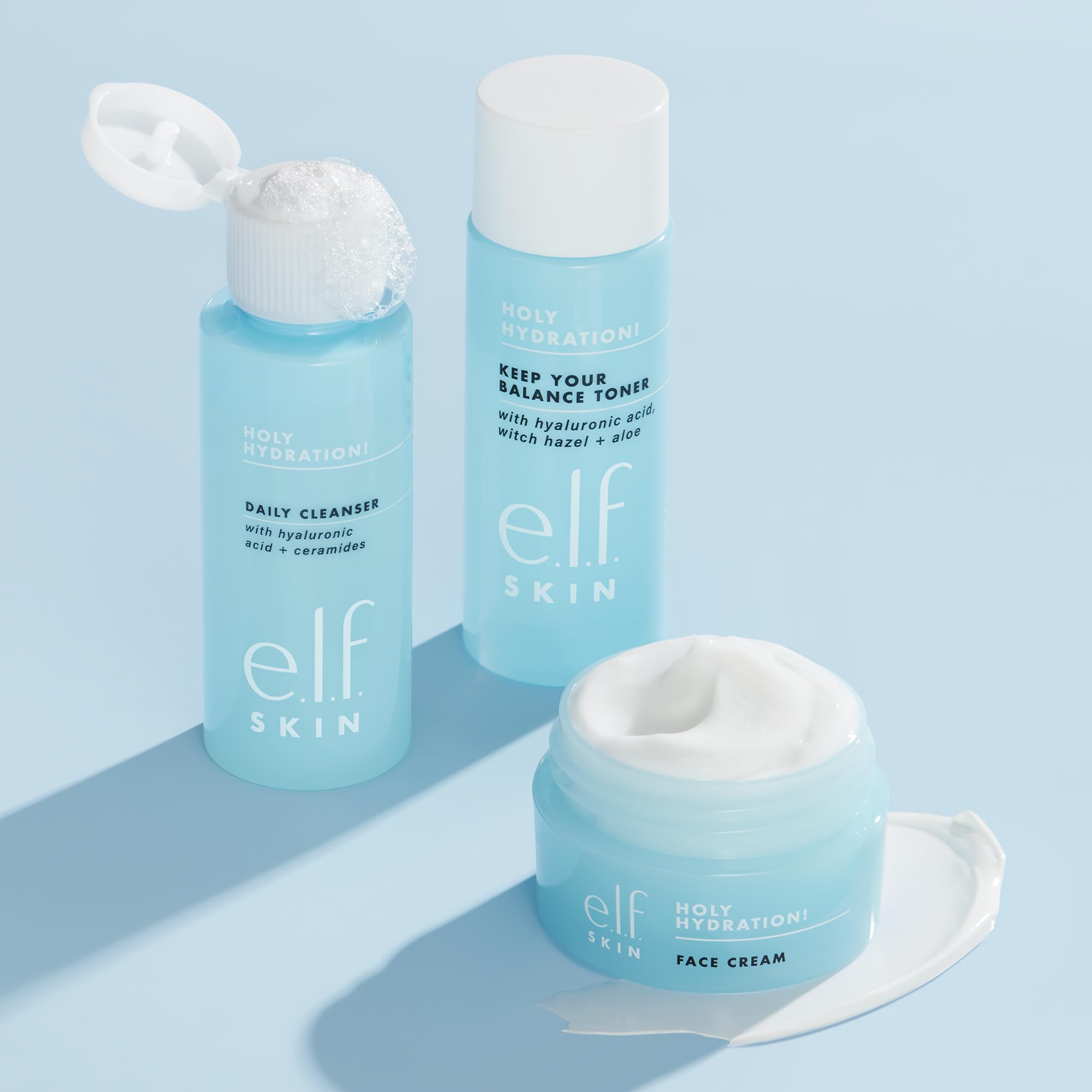 routine soin hydratation équilibrée e.l.f. pour une peau confortable.