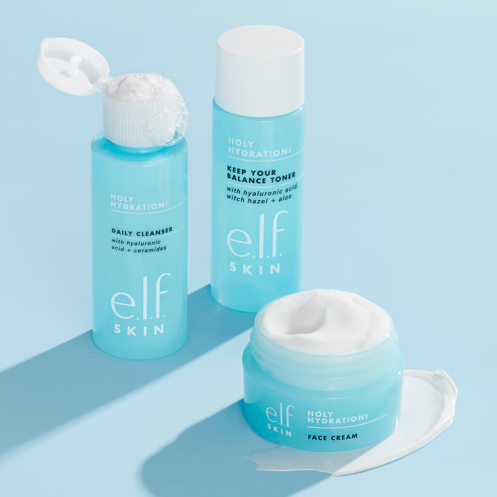 routine soin hydratation équilibrée e.l.f. pour une peau confortable.