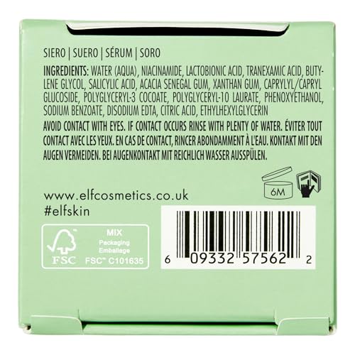 Application nocturne du sérum e.l.f., pores clarifiés et teint uniforme