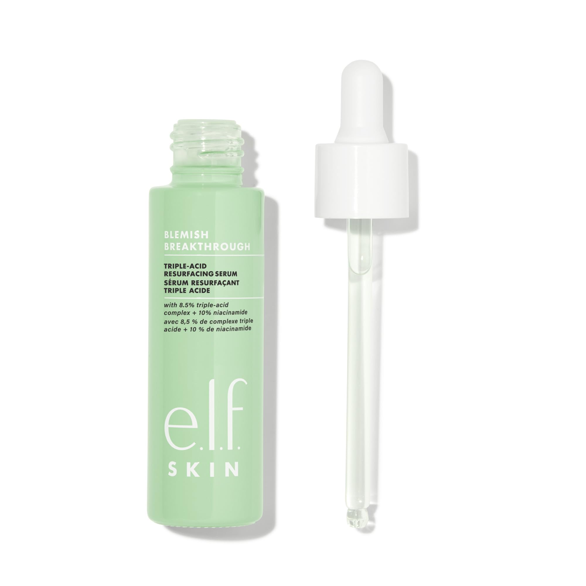 Ingrédients Niacinamide en avant dans le sérum e.l.f. SKIN Blemish Breakthrough