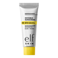 e.l.f. SKIN Suntouchable Invisible SPF 35: bouteille transparente et application légère sans traces.