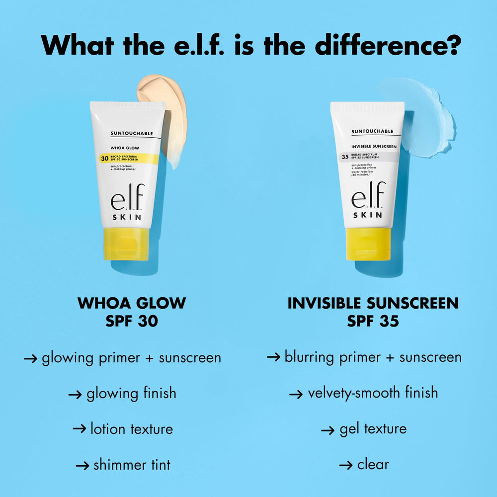 e.l.f. SKIN Suntouchable Invisible SPF 35 – protection durable et résistante à l'eau.