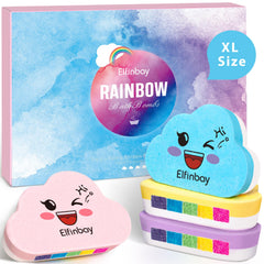 Elfinbay bombe de bain arc-en-ciel pour enfants, révèle des couleurs vibrantes pendant le bain.