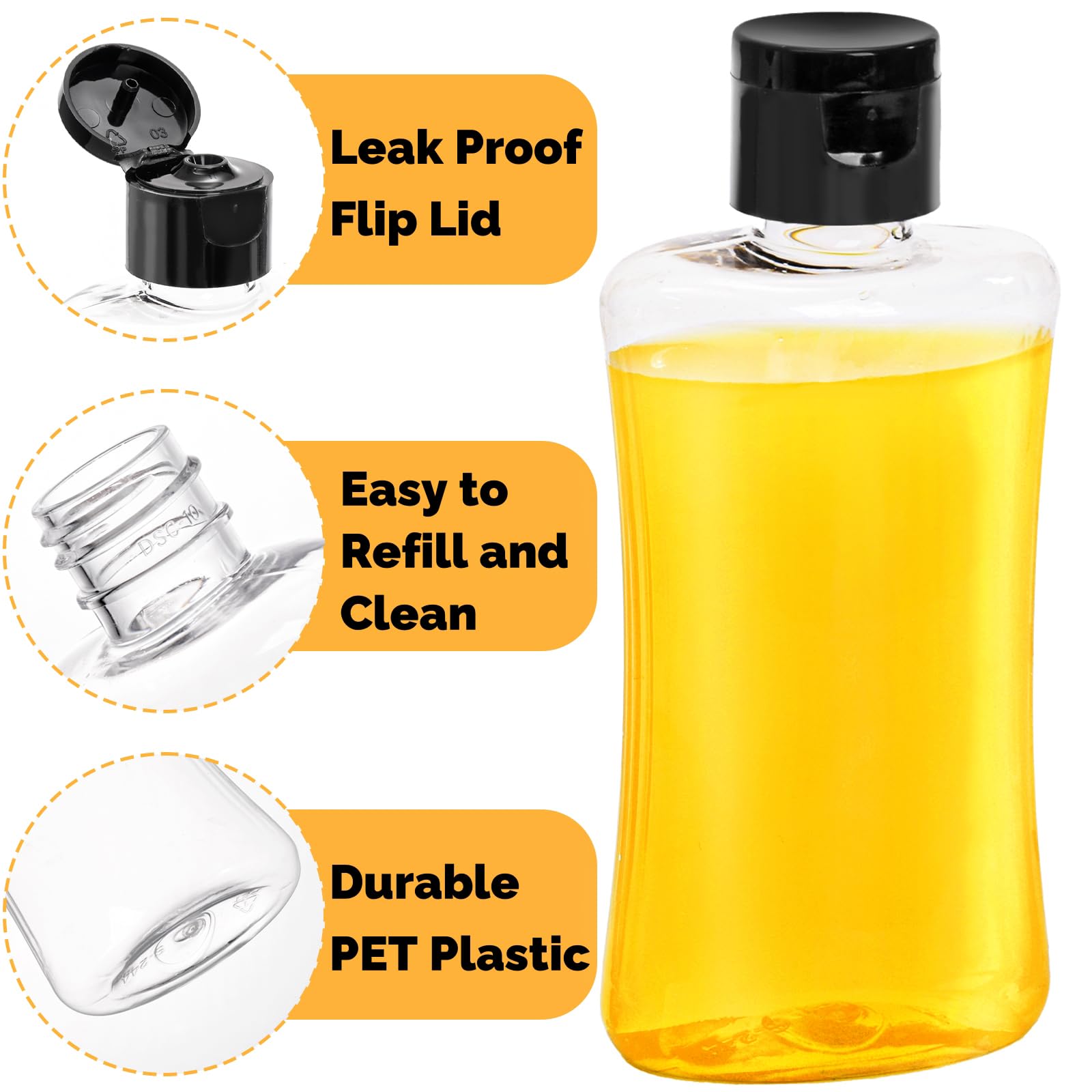 Bouteilles ELFULLY en plastique transparentes, 100 ml, faciles à identifier lors des voyages.