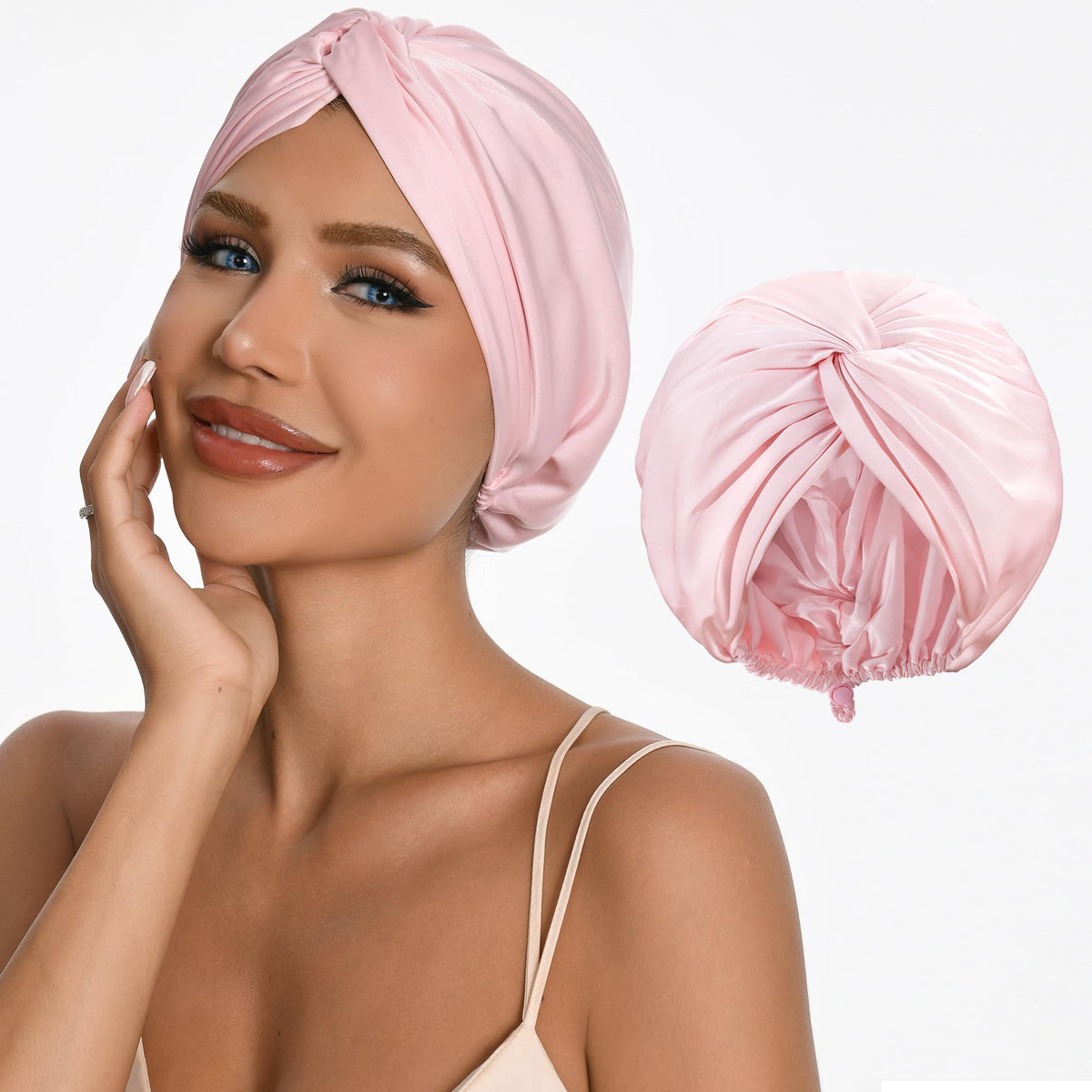 ELIO bonnet-nuit en soie satinée 5% mûrier: douceur nocturne pour cheveux.
