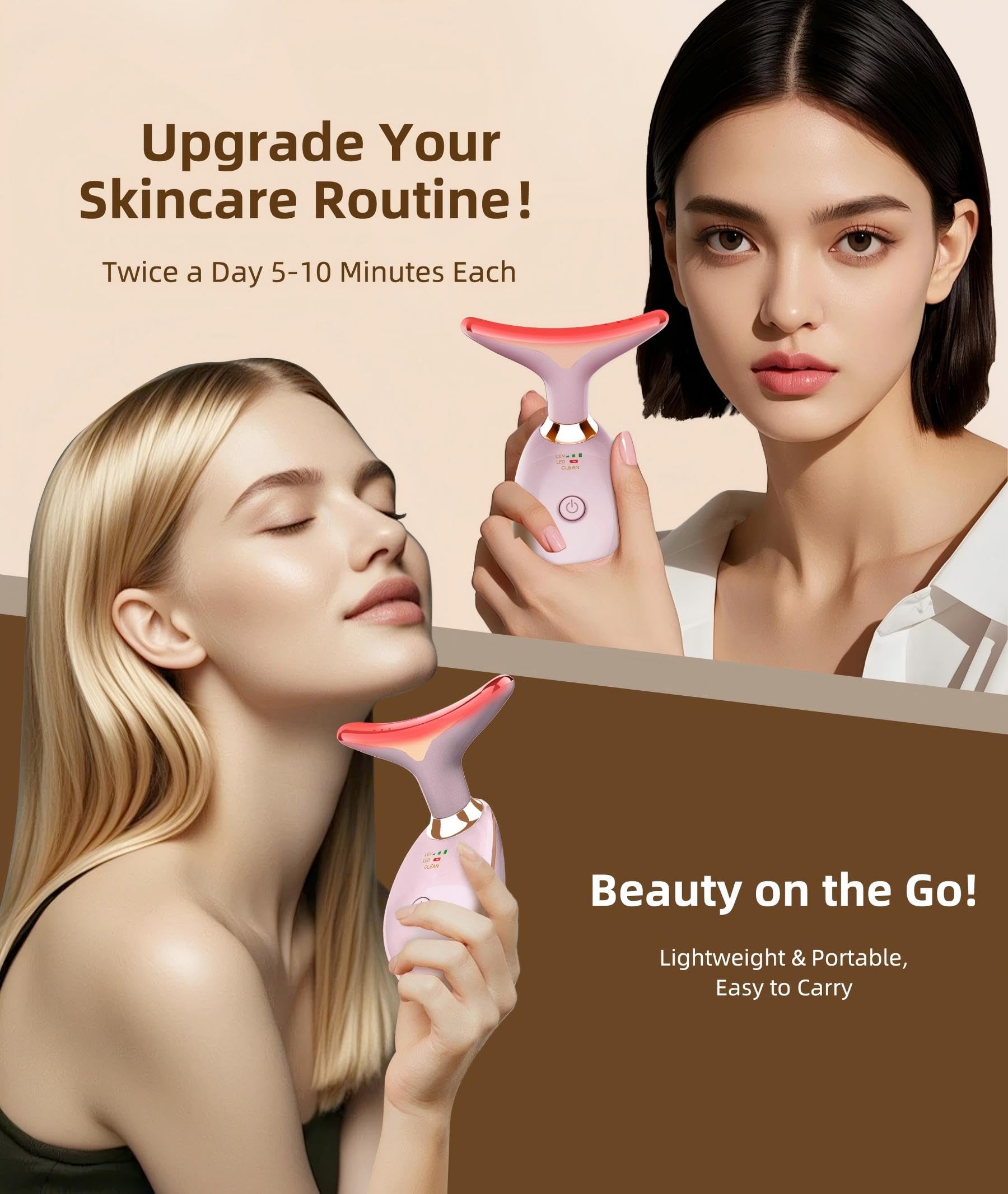 ELISHINE Masseur visage et cou, ergonomie à 160° pour un glissement fluide.