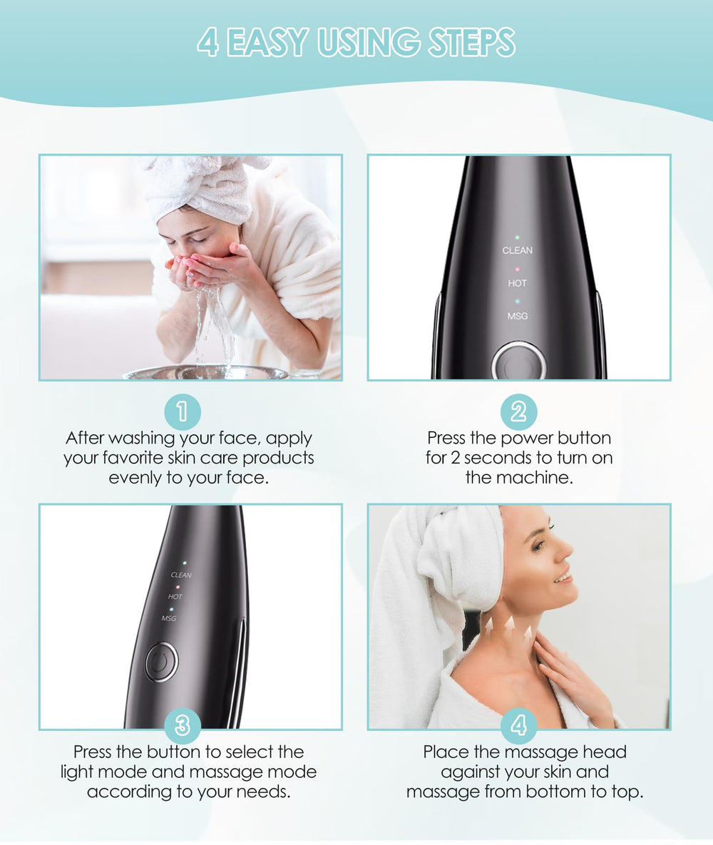Vibrations douces et pulsations ciblées pour régénérer la peau.