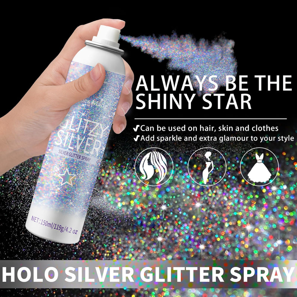 Elitles Made aerosol paillettes corps, éclat holographique sur peau.