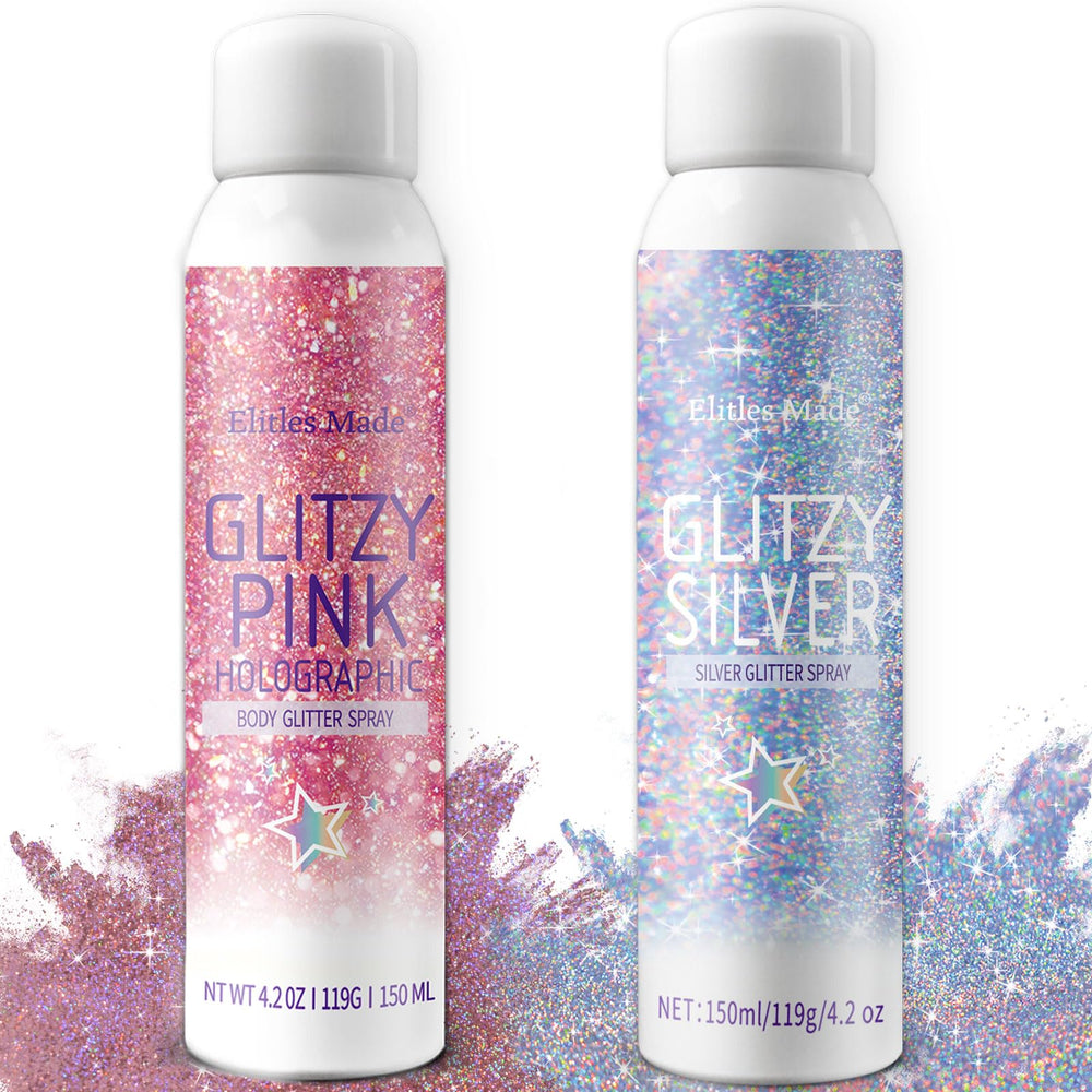 Elitles Made Hair Glitter: paillettes holographiques argentées sur cheveux pour éclat durable.