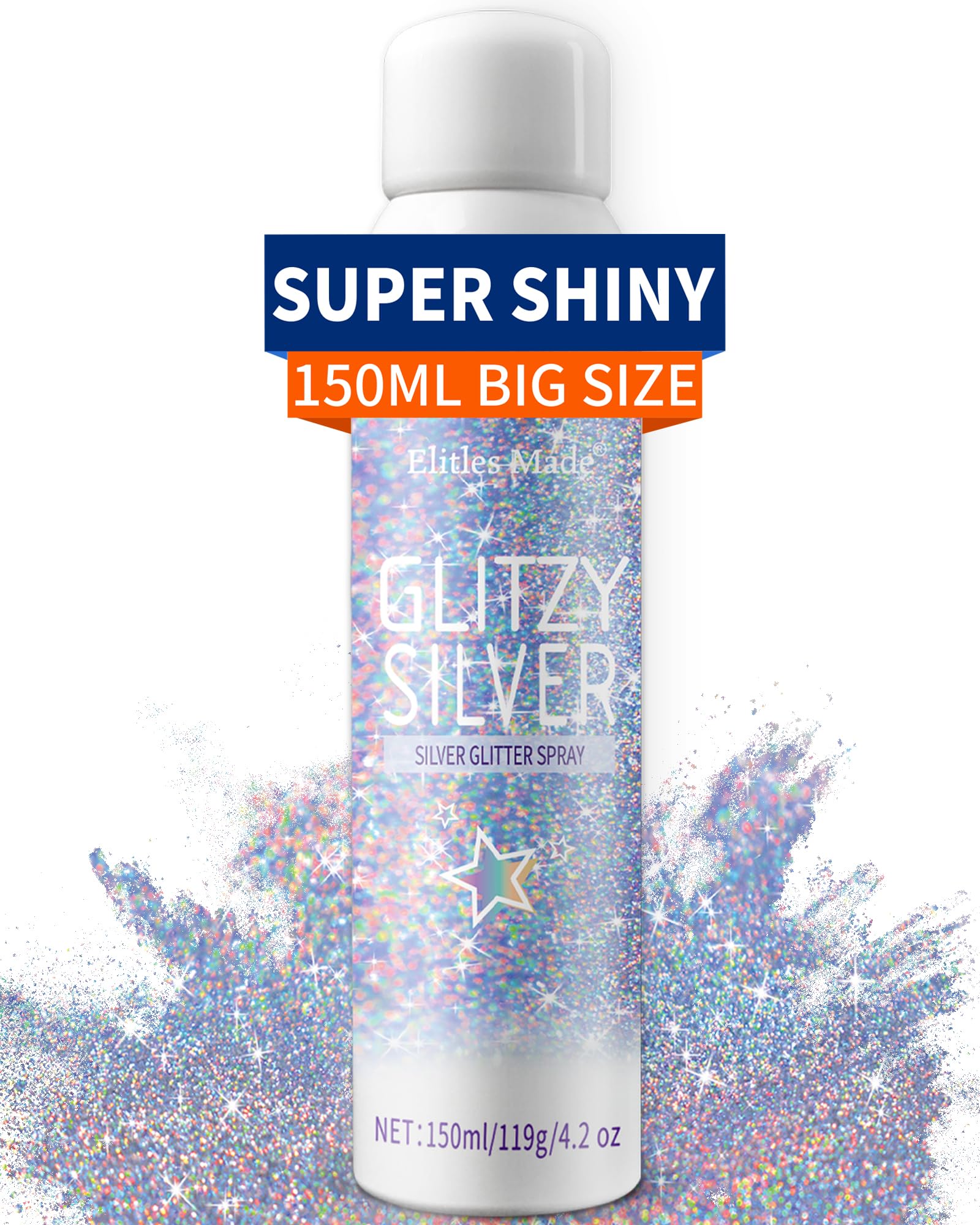Elitles Made Hair Glitter: paillettes holographiques roses sur peau et cheveux pour look festif.