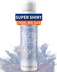 Elitles Made Hair Glitter: paillettes holographiques roses sur peau et cheveux pour look festif.
