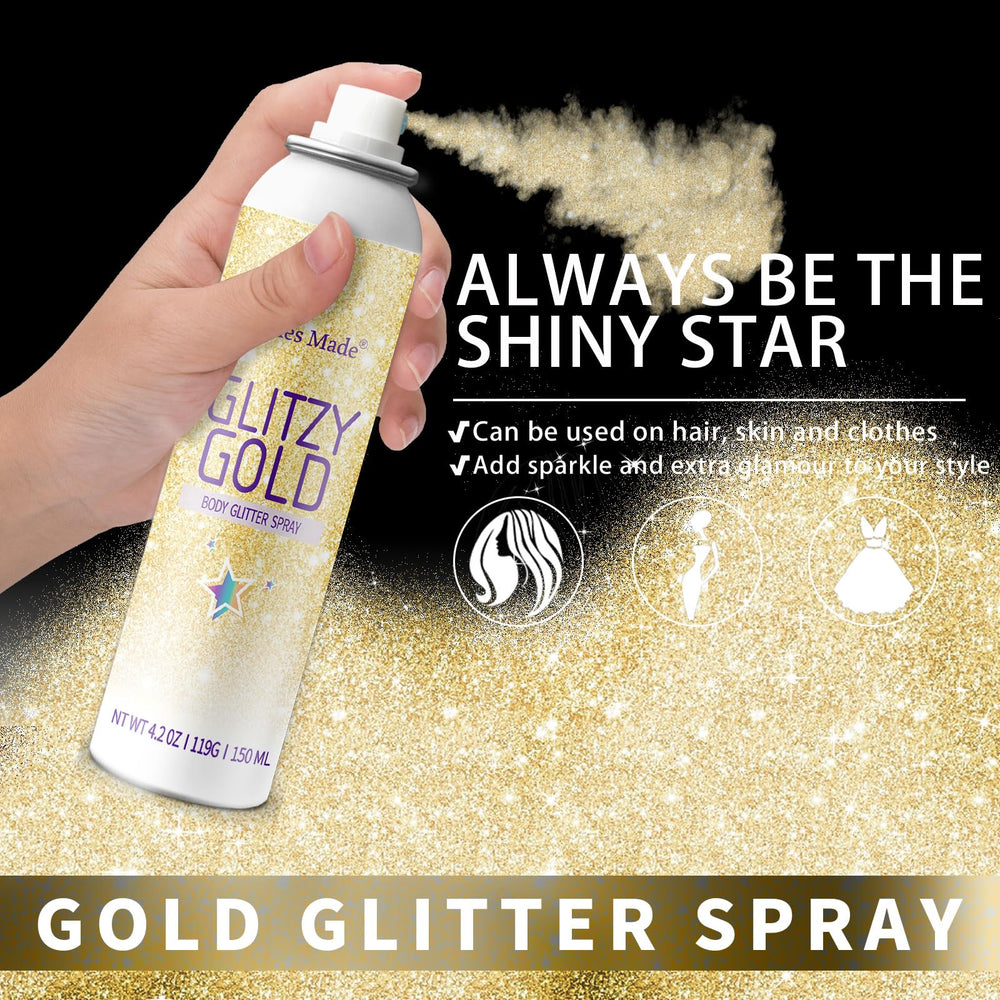 Elitles Made spray paillettes corps or, brillance subtile sur la peau