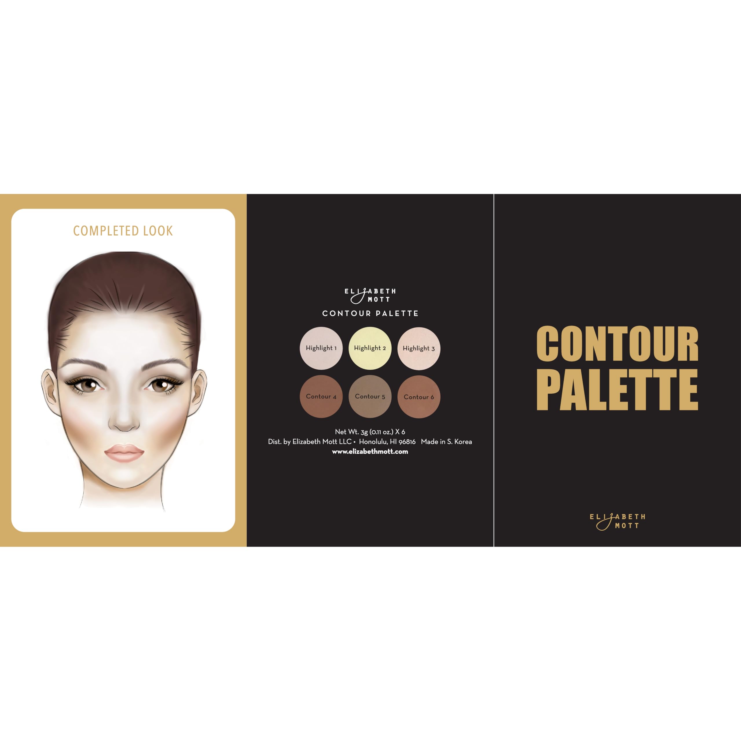 Elizabeth Mott palette packaging highlights cruelty-free and paraben-free makeup options