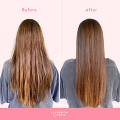 Application sur cheveux du primer Elizabeth Mott Thank Me Later, protection chaleur efficace.